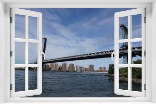 Fototapeta Naklejka Na Ścianę Okno 3D - city bridge and city skyline brooklyn bridge manhattan bridage