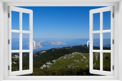 Fototapeta Naklejka Na Ścianę Okno 3D - The beautiful Premuziceva Staza mountain path overlooking the Adriatic Sea and islands, Velebit National Park, Dinaric Mountains, Croatia