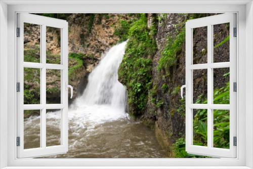 Fototapeta Naklejka Na Ścianę Okno 3D - View of waterfall in Caucasus mountains
