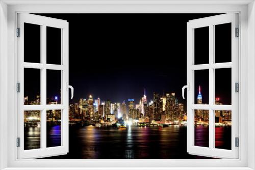 Fototapeta Naklejka Na Ścianę Okno 3D - Night view of Manhattan from New Jersey	