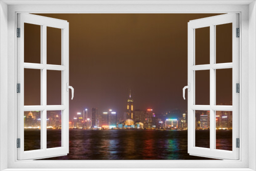 Fototapeta Naklejka Na Ścianę Okno 3D - Hong Kong Skyline at Night, China