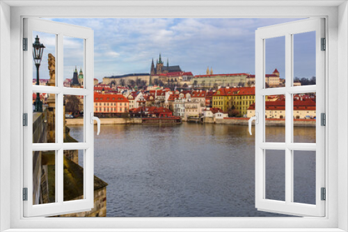 Fototapeta Naklejka Na Ścianę Okno 3D - Charles Bridge and Prague Castle in Prague