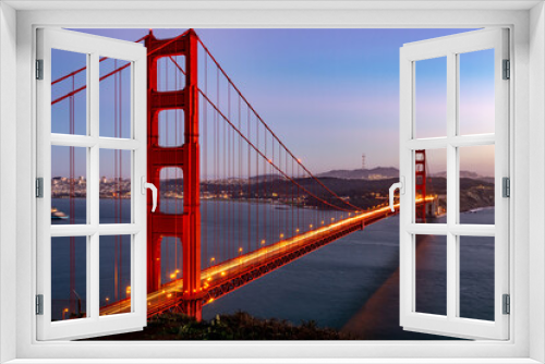 Fototapeta Naklejka Na Ścianę Okno 3D - Golden Gate Bridge San Francisco Bay California USA sunset long exposure evening