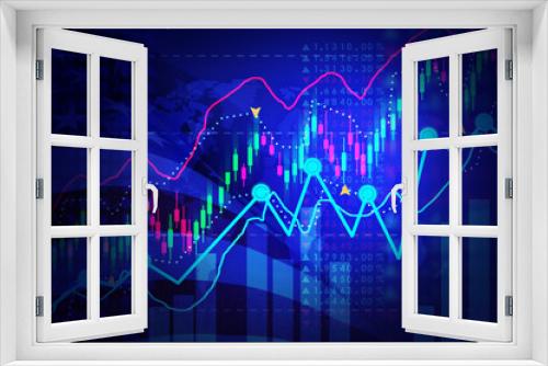 Fototapeta Naklejka Na Ścianę Okno 3D - Investment stock market trading line with flag american background