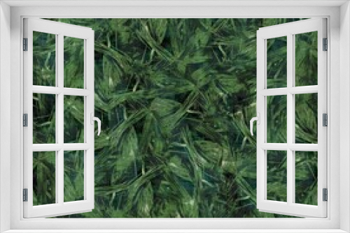 Fototapeta Naklejka Na Ścianę Okno 3D - Green tropical palm tree leaves seamless pattern. High quality illustration. Vivid, detailed, and highly textured graphic design. Trendy jungle foliage for fabric or repeat surface design.