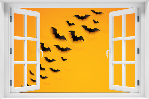 Fototapeta Naklejka Na Ścianę Okno 3D - halloween concept bats flying over orange background vector illustration