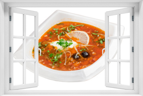 Fototapeta Naklejka Na Ścianę Okno 3D - thick soup of vegetables and meat - solanka