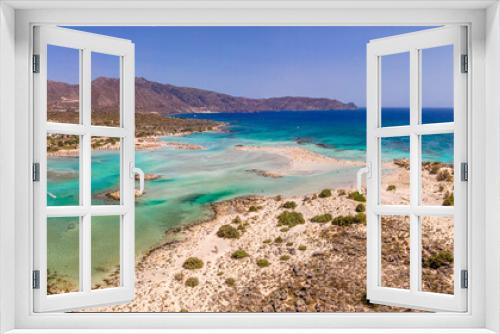 Fototapeta Naklejka Na Ścianę Okno 3D - Elafonisi Crete Beach from Top as a real Mid Sea Peal with crystal clear water