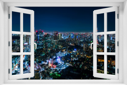 Fototapeta Naklejka Na Ścianę Okno 3D - 六本木ヒルズから眺める東京の夜景