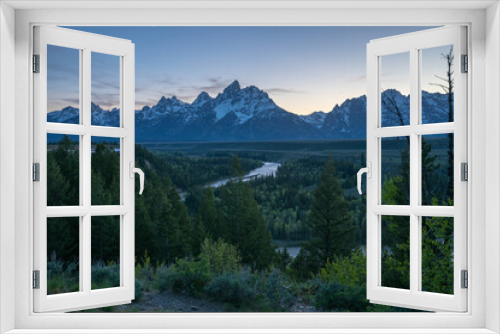 Fototapeta Naklejka Na Ścianę Okno 3D - sunset at snake river overlook, grand teton national park, wyoming, usa