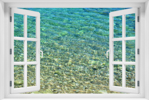 Fototapeta Naklejka Na Ścianę Okno 3D - Klares Wasser, Strand, Felsen, Steine im Meer, Adria, Istrien, Kroatien
