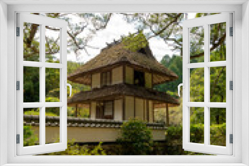 Fototapeta Naklejka Na Ścianę Okno 3D - Thatched roof bell tower of Daisyu-ji temple in Sanda city, Hyogo, Japan