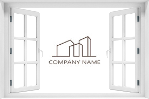 simple line building logo design vector illustration