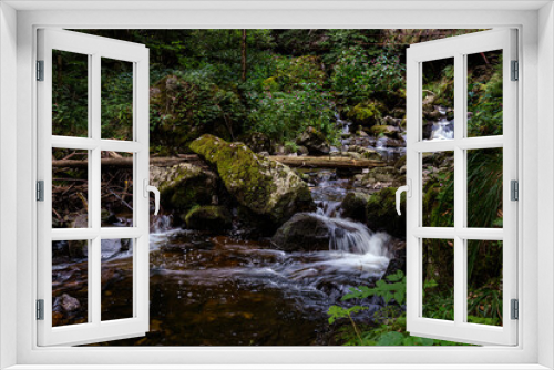 Fototapeta Naklejka Na Ścianę Okno 3D - The Ravenna Gorge in the Black Forest is a narrow and steep side valley of the Hoellen Valley, mountain stream flows over many cascades and waterfalls