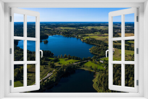 Fototapeta Naklejka Na Ścianę Okno 3D - Beautiful panoramic aerial view of the lake  Plateliai in Lithuania