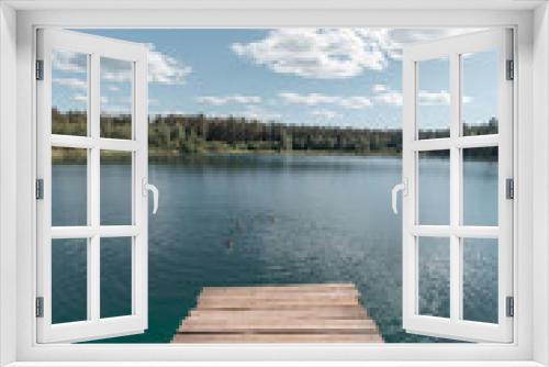 Fototapeta Naklejka Na Ścianę Okno 3D - wooden pier on lake