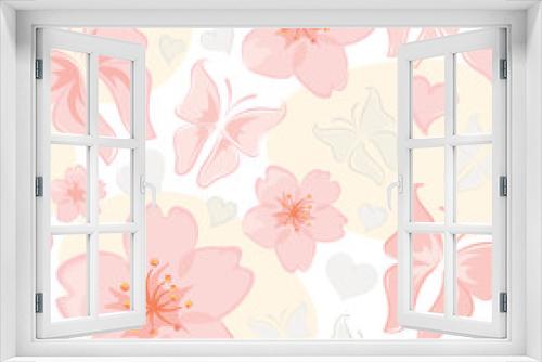 Fototapeta Naklejka Na Ścianę Okno 3D - Pattern -- flower & butterfly