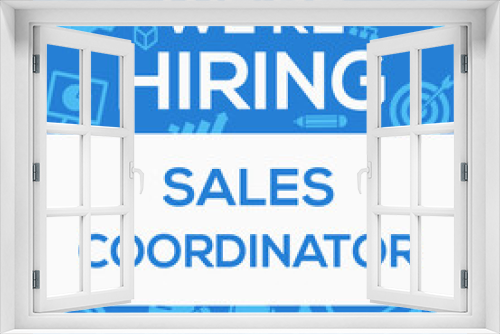 creative text Design (we are hiring Sales Coordinator),written in English language, vector illustration.