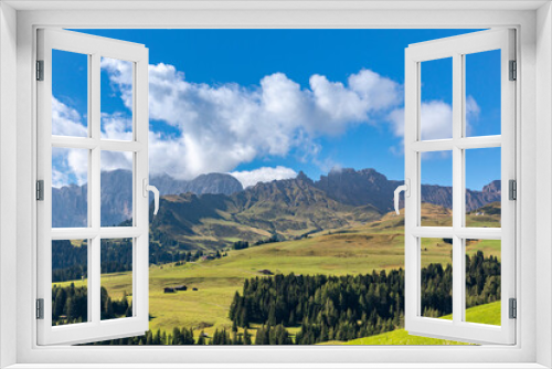 Fototapeta Naklejka Na Ścianę Okno 3D - Blick über die Seiser Alm, Alpe di Siusi, Südtirol