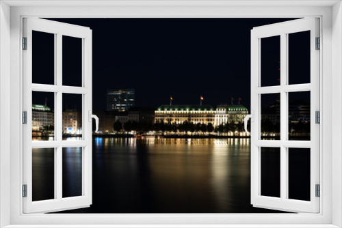 Fototapeta Naklejka Na Ścianę Okno 3D - Hamburg Innenalster bei Nacht