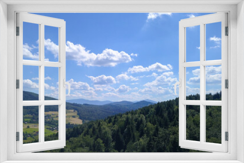 Fototapeta Naklejka Na Ścianę Okno 3D - Niebo i góry