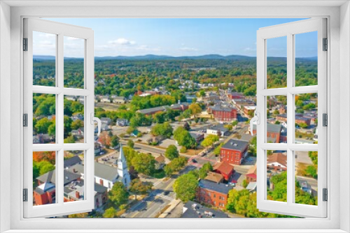 Aerial Drone Photography Of Downtown Rochester, NH (New Hampshire) During The Fall