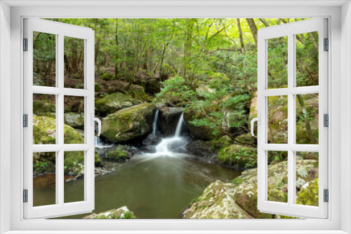 Fototapeta Naklejka Na Ścianę Okno 3D - Water flow in Ruri valley in Sonobe, Nantan city, Kyoto, Japan in summer