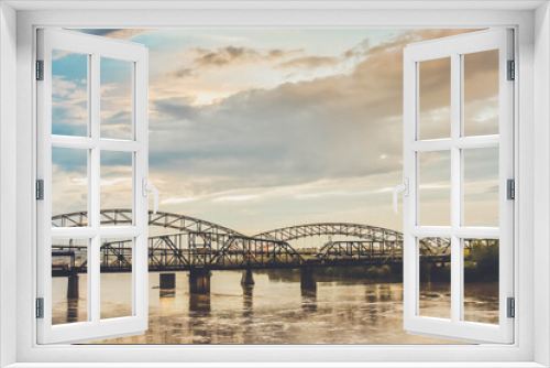 Fototapeta Naklejka Na Ścianę Okno 3D - bridge over the river at sunset