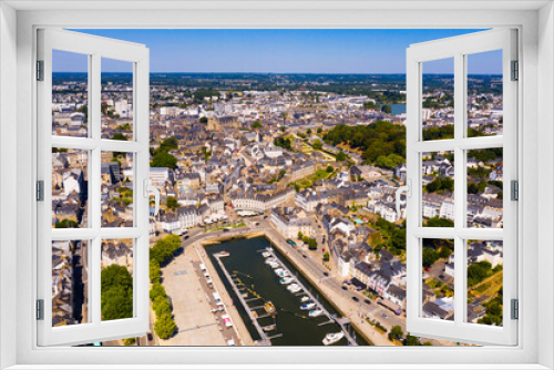 Fototapeta Naklejka Na Ścianę Okno 3D - Drone view of Vannes looking out over city port in summer, Morbihan, Brittany, France