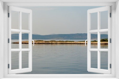 Fototapeta Naklejka Na Ścianę Okno 3D - Kroatien Meer mit Insel Panorama