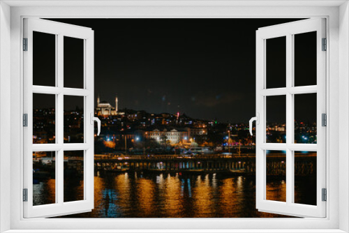 Fototapeta Naklejka Na Ścianę Okno 3D - beautiful and modern Istanbul at night. A fusion of Asian and European culture in one city.
history and modernization in one place.