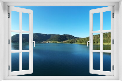 Fototapeta Naklejka Na Ścianę Okno 3D - Aerial view of the Palcmanska Masa reservoir in the village of Dedinky in Slovakia