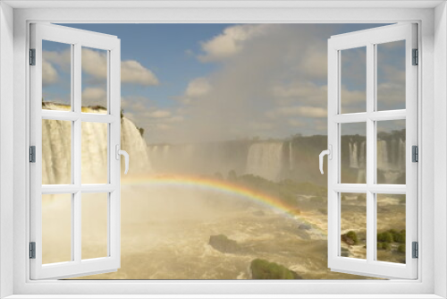 Fototapeta Naklejka Na Ścianę Okno 3D - The mighty Iguazu River and Waterfalls between Brazil and Argentina