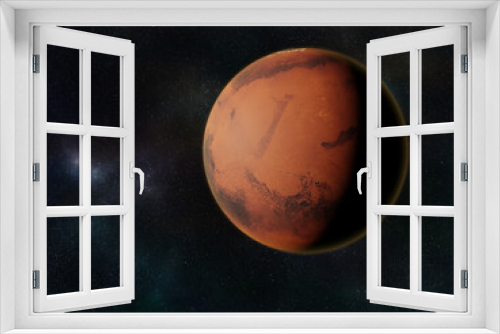 Fototapeta Naklejka Na Ścianę Okno 3D - Planet Mars against galactic sky