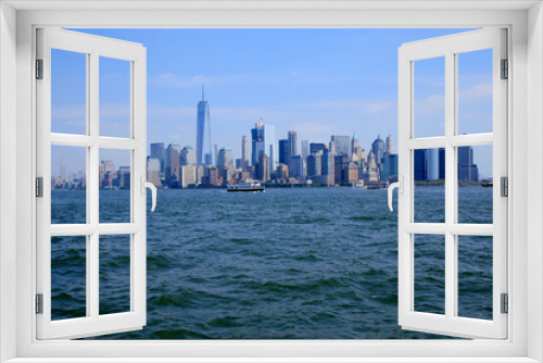 Fototapeta Naklejka Na Ścianę Okno 3D - Blick von Ellis Island auf die Skyline von New Yorik.  New York City, Manhattan, New York, USA