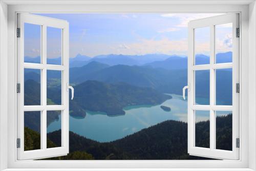 Fototapeta Naklejka Na Ścianę Okno 3D - View at lake Walchensee from mountain (Bavaria, Germany)