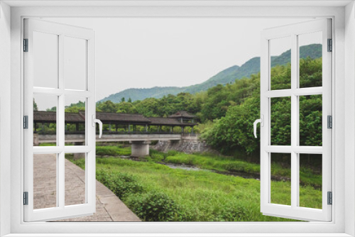 Fototapeta Naklejka Na Ścianę Okno 3D - Bridge over river in Lanting (Orchid Pavilion) scenic area, Shaoxing, China