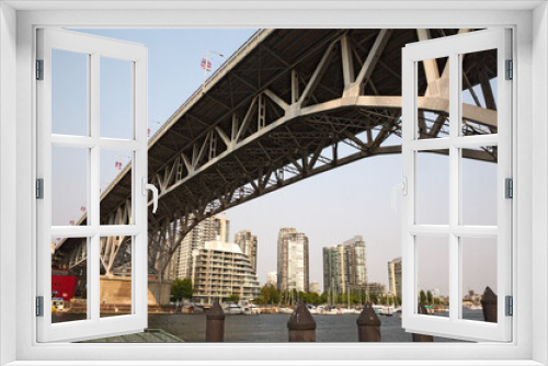 Fototapeta Naklejka Na Ścianę Okno 3D - Vancouver from Granville Island under Granville Bridge