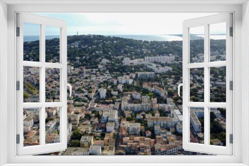 Fototapeta Naklejka Na Ścianę Okno 3D - Aerial view of the hillside suburban residential area of Sete in the South of France
