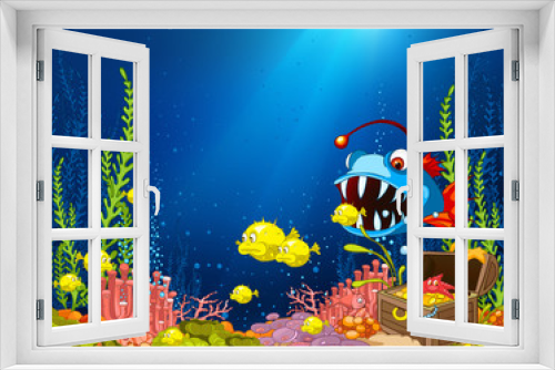 Fototapeta Naklejka Na Ścianę Okno 3D - Ocean Underwater Cartoon