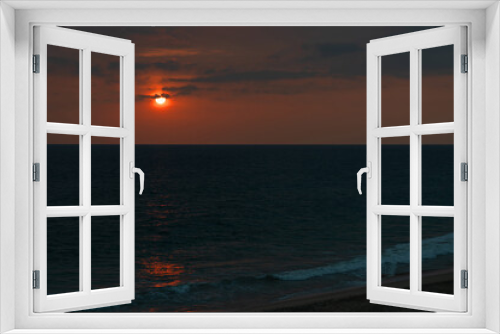 Fototapeta Naklejka Na Ścianę Okno 3D - Sunset ocean beach night landscape, Sri Lanka