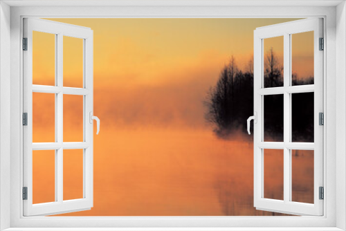Fototapeta Naklejka Na Ścianę Okno 3D - landscape of foggy lake