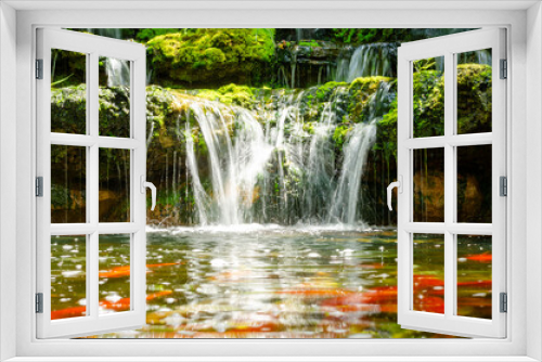 Fototapeta Naklejka Na Ścianę Okno 3D - beautiful garden waterfall in the outdoor