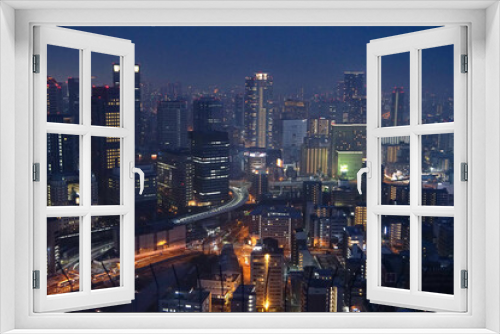 Fototapeta Naklejka Na Ścianę Okno 3D - Night view of the city of Osaka, Japan
