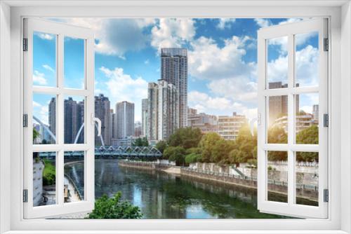 Fototapeta Naklejka Na Ścianę Okno 3D - Modern tall buildings and bridge, Guiyang city landscape, China.