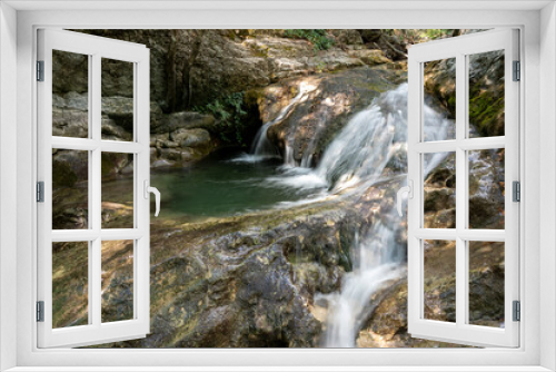 Fototapeta Naklejka Na Ścianę Okno 3D - waterfall in the forest, rocky river, waterfall in the mountains, Mountain stream