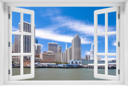 Fototapeta Naklejka Na Ścianę Okno 3D - San Francisco waterfront (Embarcadero and Ferry Building view)