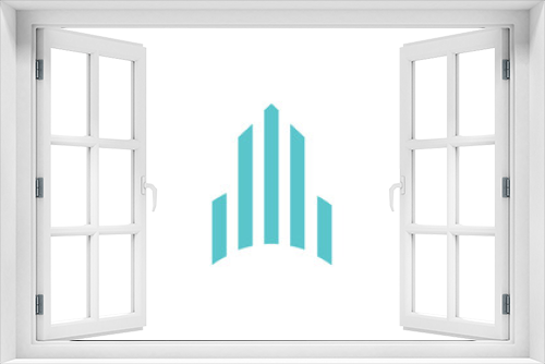 Creative Vector Illustration Logo Design. Line Minimal Apartmen Building Home Hotel