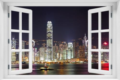 Fototapeta Naklejka Na Ścianę Okno 3D - Hong Kong harbor at night