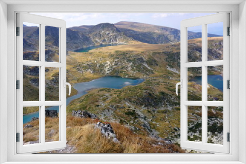 Fototapeta Naklejka Na Ścianę Okno 3D - landscape with lake and mountains